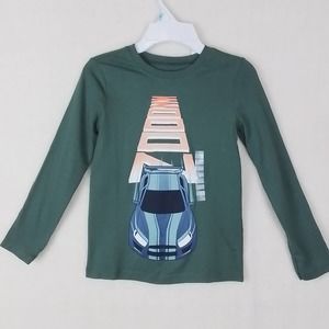 Carter's Long Sleeve Cotton Graphic Tee‎ Size 5 in Green w/ Race Car